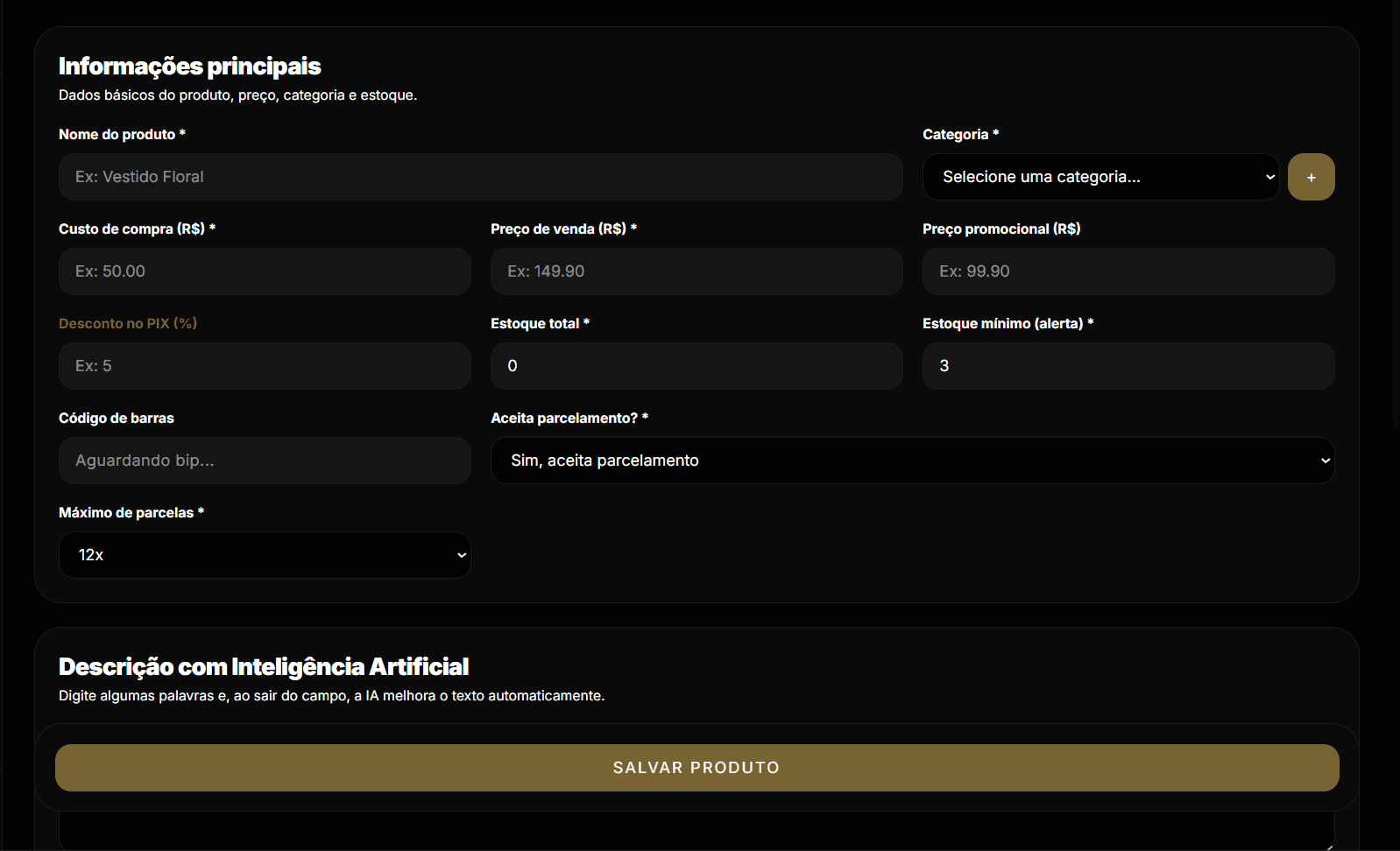 Tela do sistema no notebook