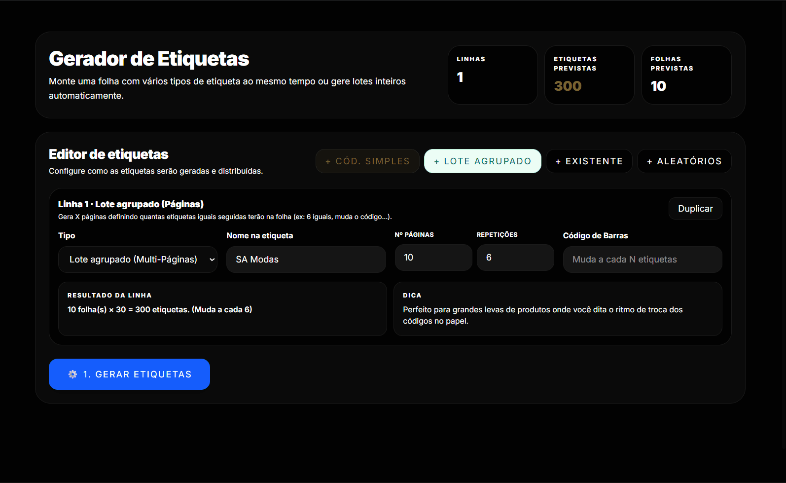 Tela do sistema no notebook