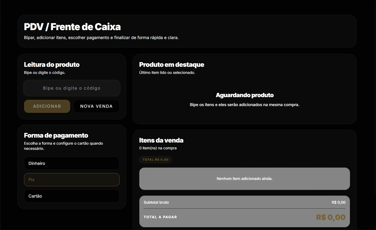 Tela do sistema no notebook