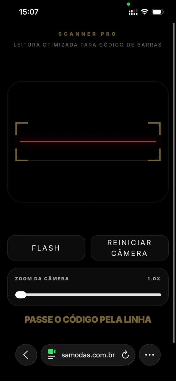 Tela do sistema no celular
